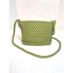 Lina Vintage Y2K Lime Green Crocheted Shoulder Bag with Braided Strap